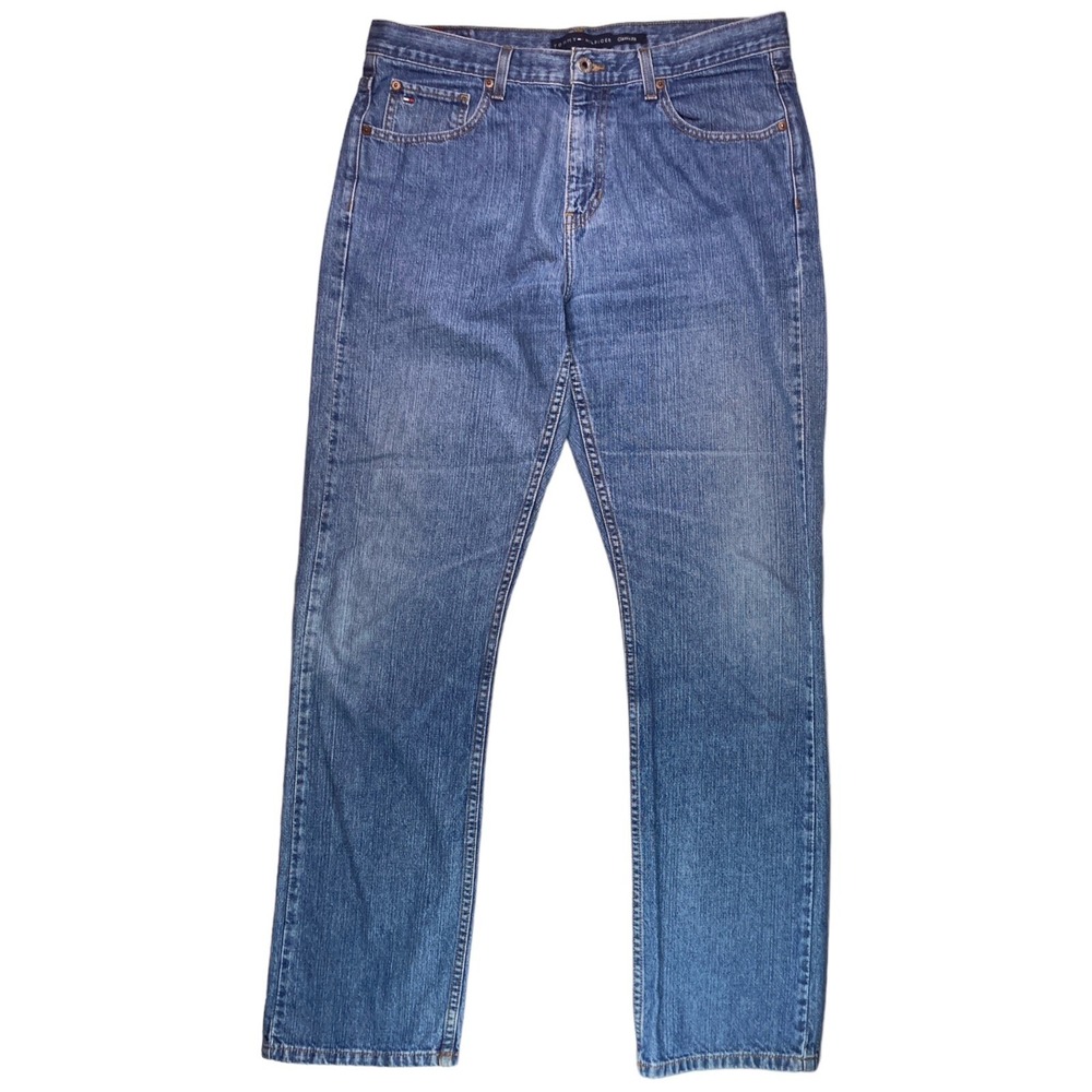 Tommy Hilfiger Jeans 38x32 Men's Classic Fit Straight Medium Wash Blue Denim